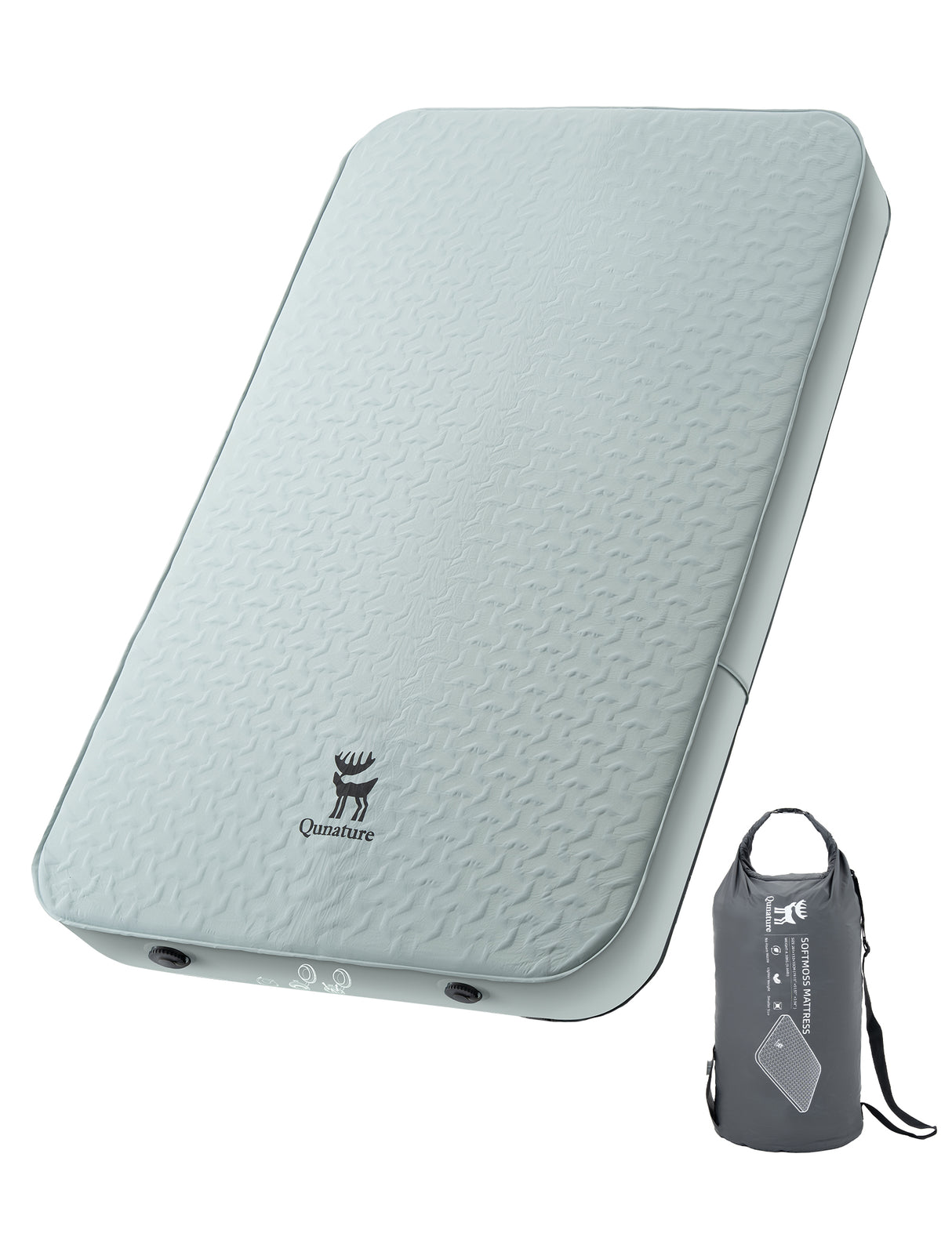 Qunature Qunature Przenośna Nadmuchiwana Mata Piankowa do Spania 4 Calowa BiwakJasnozielony 2-osobowa