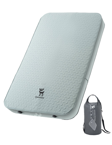 Qunature Qunature Przenośna Nadmuchiwana Mata Piankowa do Spania 4 Calowa BiwakJasnozielony 2-osobowa