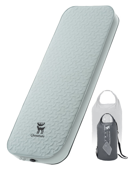 Qunature Qunature Przenośna Nadmuchiwana Mata Piankowa do Spania 4 Calowa BiwakJasnozielony 1-osobowa