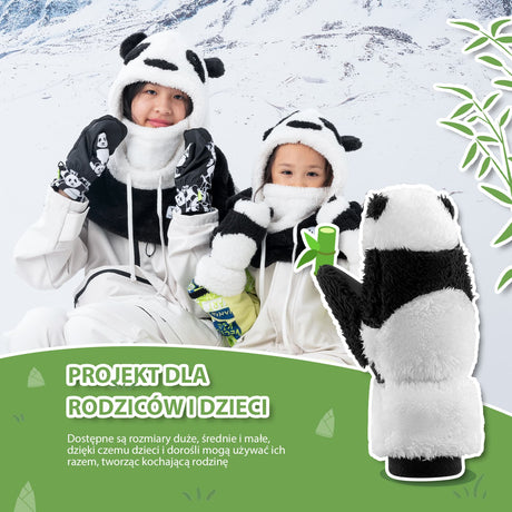 ROCKBROS Qunature Rękawiczki Narciarskie Dla Dzieci Z Motywem Pandy-014-S348 Rękawiczki