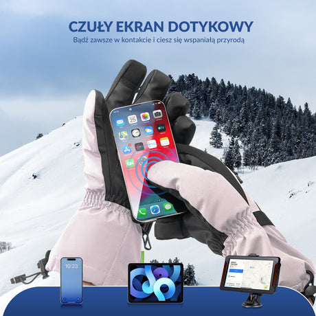 ROCKBROS Qunature Rękawice Narciarskie Z Ekranem Dotykowym I Zamkiem-014-S347 Rękawiczki