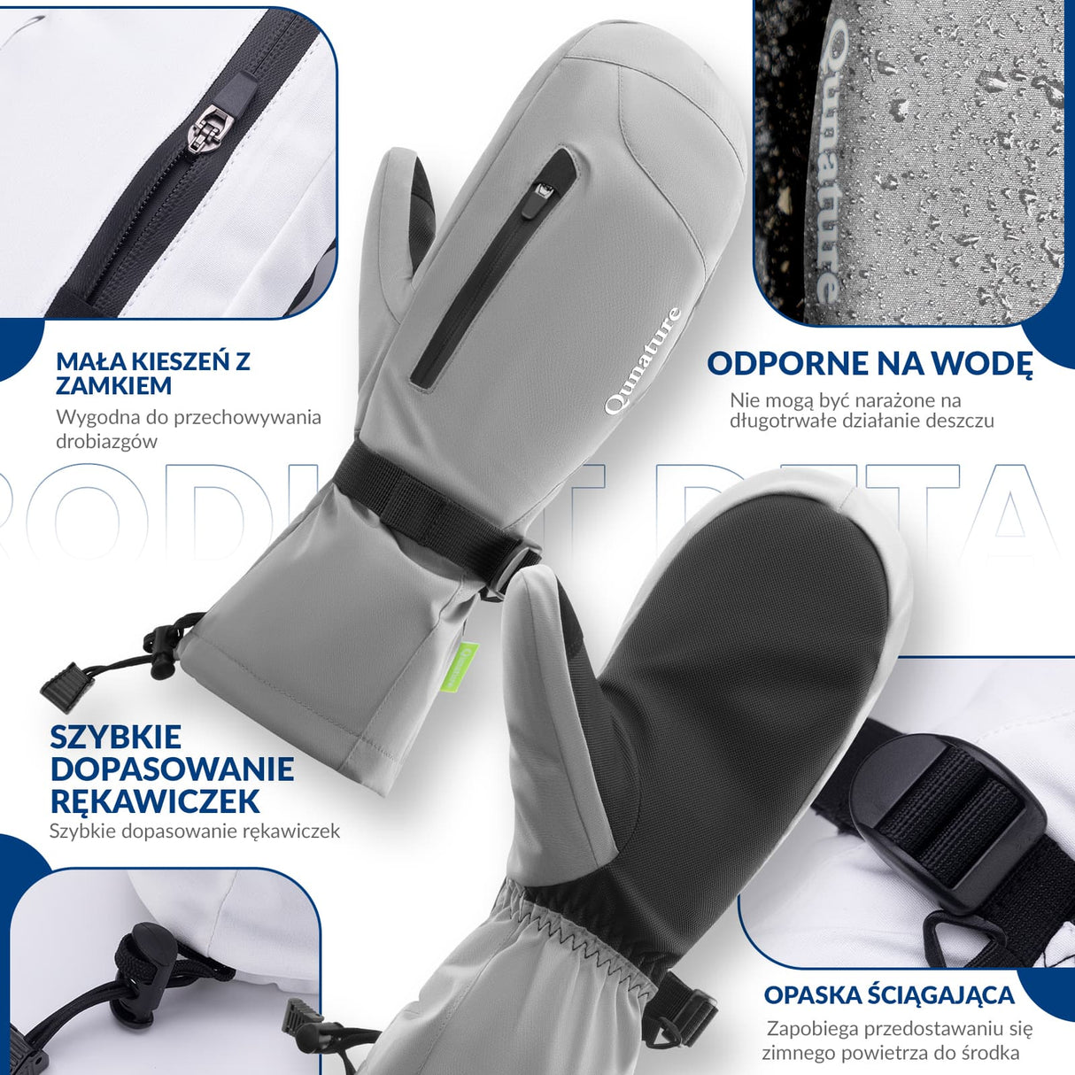 ROCKBROS Qunature Rękawiczki Narciarskie Zimowe z Funkcją Ekranu Dotykowego Wodoodporne Wielobarwny-014-S346 Rękawiczki