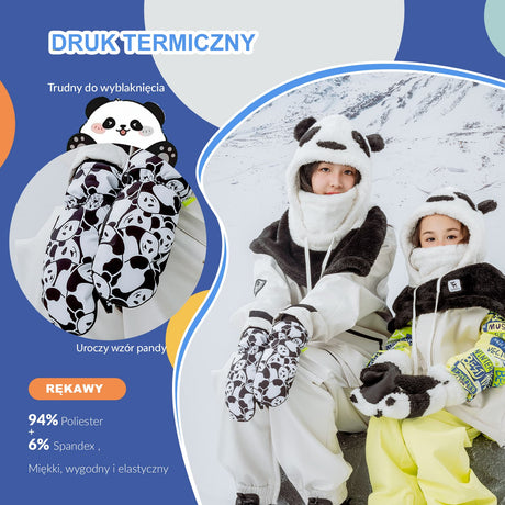 ROCKBROS Qunature Rękawiczki Narciarskie Zimowe Panda dla Dzieci -014-S349 Rękawiczki