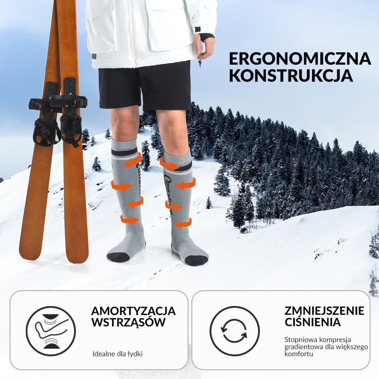 ROCKBROS Qunature Skarpetki Narciarskie Damskie/Męskie Skarpety Wełna Merino Termiczne-Q23-010 Skarpetka
