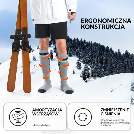 ROCKBROS Qunature Skarpetki Narciarskie Damskie/Męskie Skarpety Wełna Merino Termiczne-Q23-010 Skarpetka