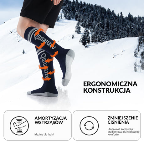 ROCKBROS Qunature Skarpetki Narciarskie Damskie/Męskie Skarpety Wełna Merino Termiczne-Q23-010 Skarpetka
