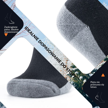 ROCKBROS Qunature Skarpetki Narciarskie Damskie/Męskie Skarpety Wełna Merino Termiczne-Q23-010 Skarpetka