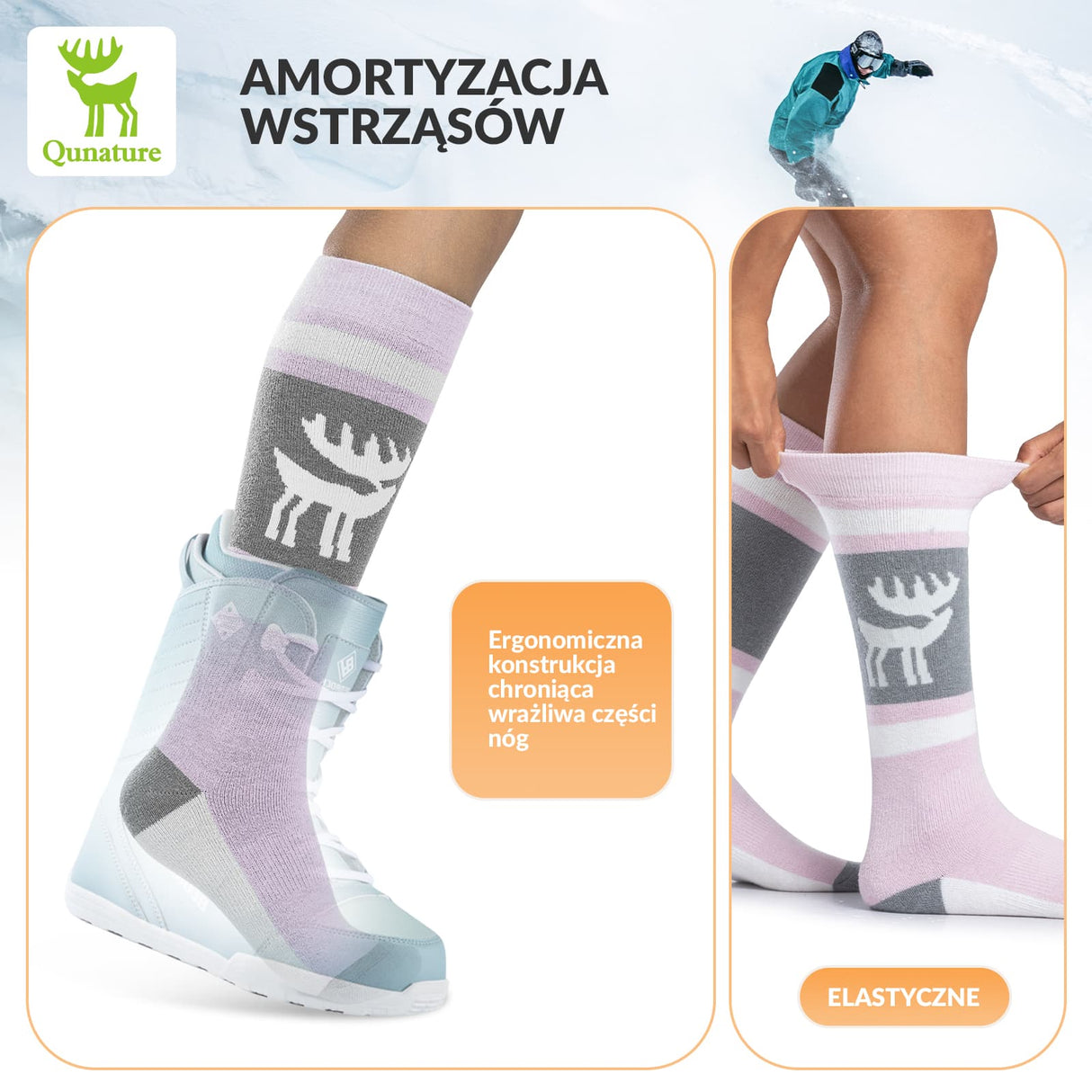ROCKBROS Qunature Skarpetki Narciarskie Zimowe Termiczne Wykonane Unisex Rozmiar -Q23-011 Skarpetka