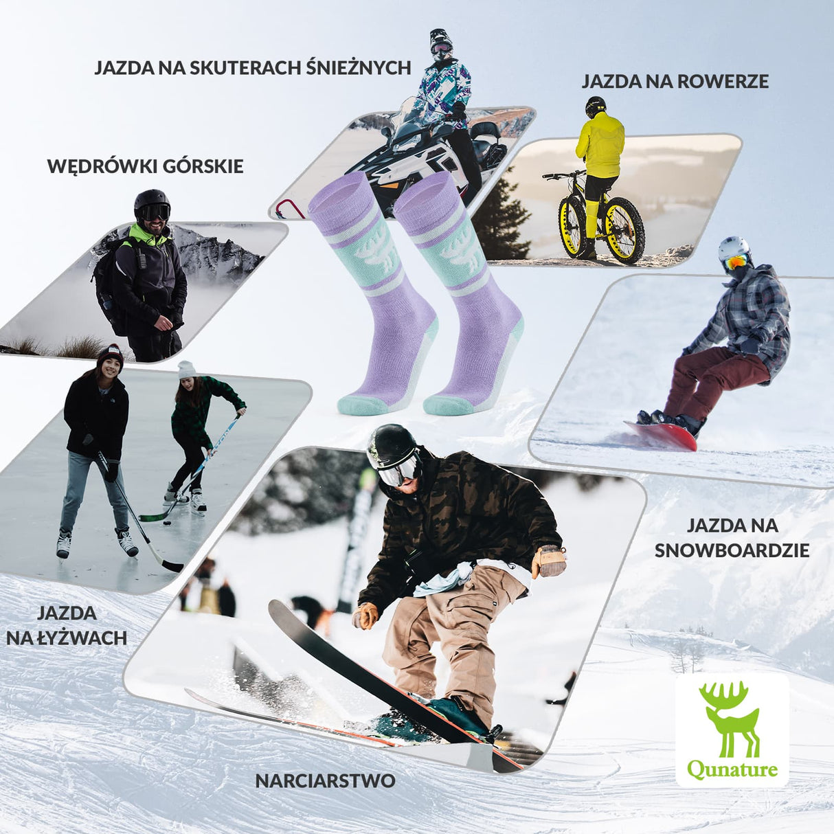 ROCKBROS Qunature Skarpetki Narciarskie Zimowe Termiczne Wykonane Unisex Rozmiar -Q23-011 Skarpetka