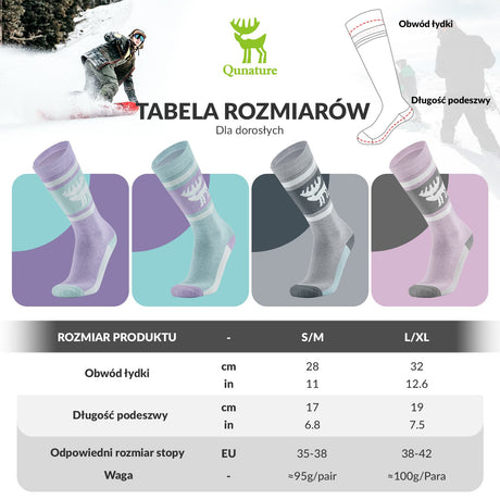 ROCKBROS Qunature Skarpetki Narciarskie Zimowe Termiczne Wykonane Unisex Rozmiar -Q23-011 Skarpetka