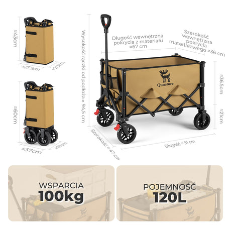 Qunature Qunature Składany Wózek Turystyczny 120 L Biwak