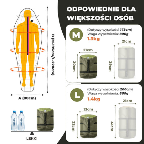 Qunature Qunature Śpiwór Puchowy Mummy-HS-800 Biwak