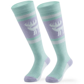 Qunature Qunature Wełniane Skarpety Narciarskie Dla Dzieci-Q23-011 SkarpetkaRóżowy zielony S（25-28）