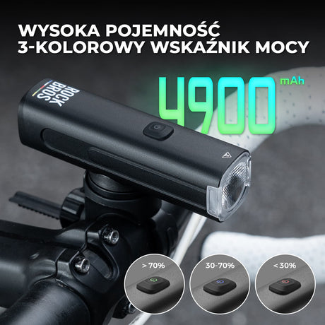 ROCKBROS ROAD TO SKY Lampka Rowerowa Przednia 600–1200–1500 lm Wodoodporny Światła rowerowe