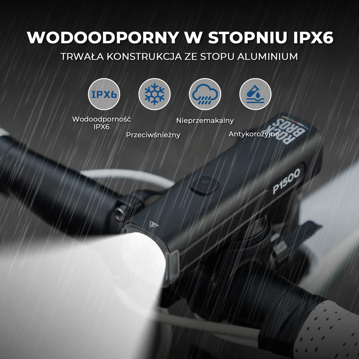 ROCKBROS ROAD TO SKY Lampka Rowerowa Przednia 600–1200–1500 lm Wodoodporny Światła rowerowe