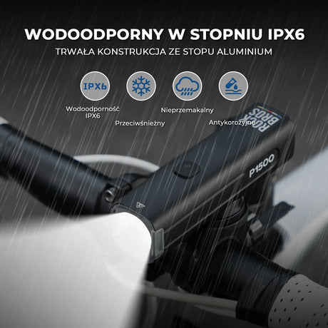 ROCKBROS ROAD TO SKY Lampka Rowerowa Przednia 600–1200–1500 lm Wodoodporny Światła rowerowe