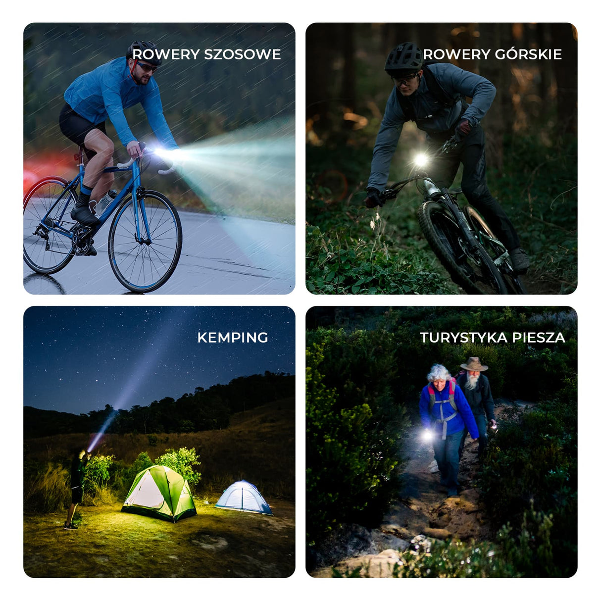 ROCKBROS ROAD TO SKY Lampka Rowerowa Przednia 600–1200–1500 lm Wodoodporny Światła rowerowe