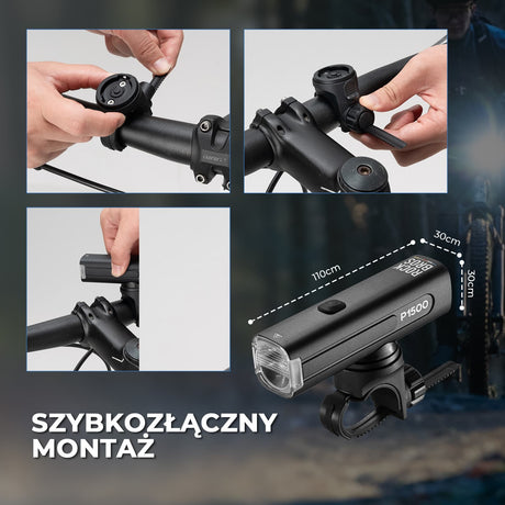 ROCKBROS ROAD TO SKY Lampka Rowerowa Przednia 600–1200–1500 lm Wodoodporny Światła rowerowe