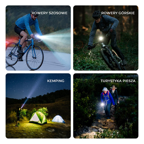 ROCKBROS ROAD TO SKY Lampka Rowerowa Przednia 600–1200–1500 lm Wodoodporny Światła rowerowe