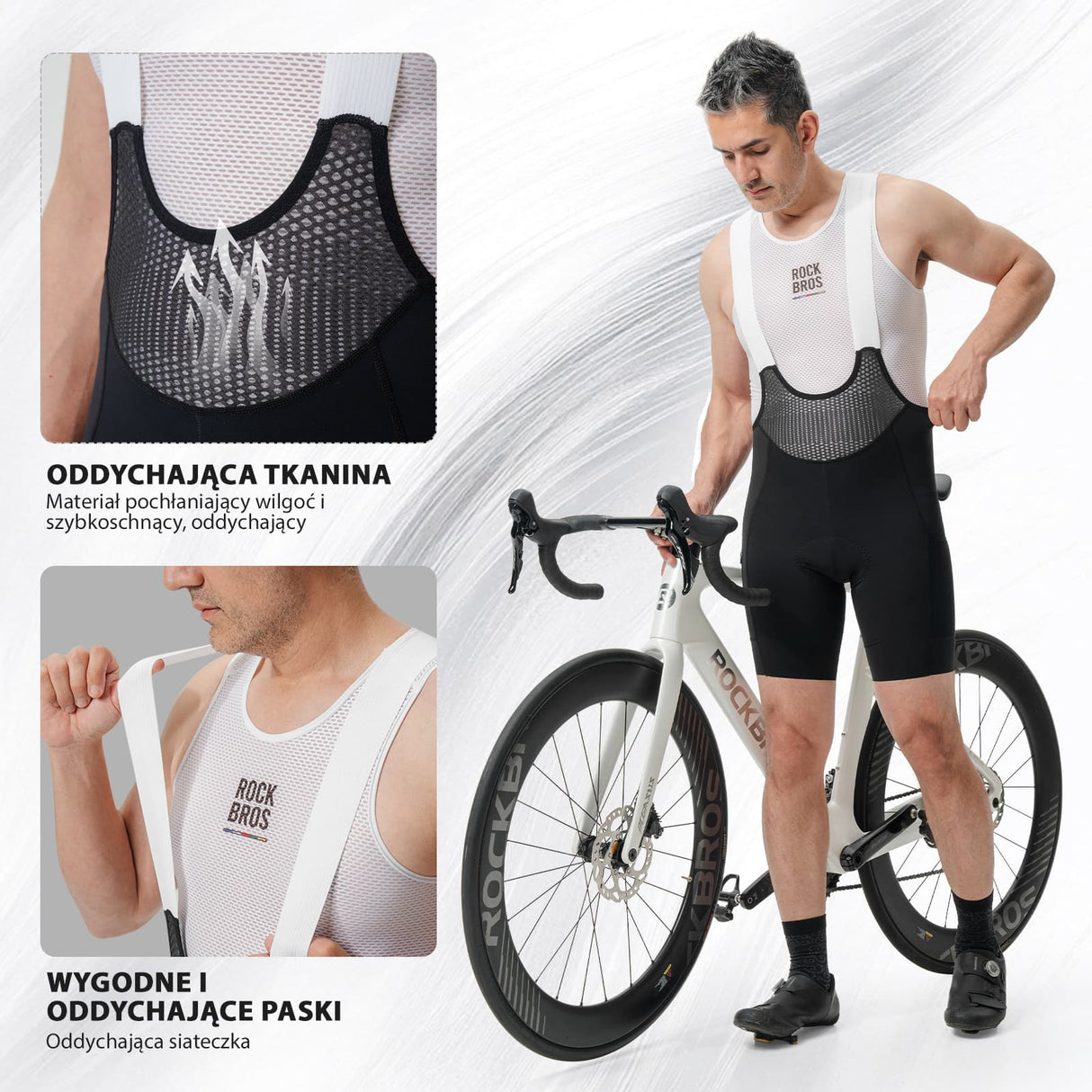 ROAD TO SKY ROAD TO SKY Męskie Letnie Spodenki Kolarskie Z Szelkami I Wysokiej Jakości Wkładką - TLDK001-1 Spodnie rowerowe na szelkach