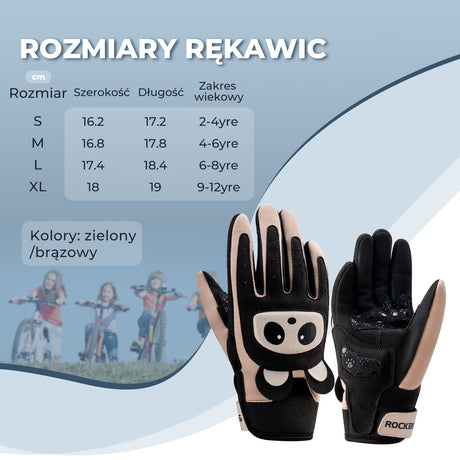 ROCKBROS Rękawiczki Dziecięce Sportowe Dla 2–12 Lat, Komfortowe i Bezpieczne-S374 Rękawiczki