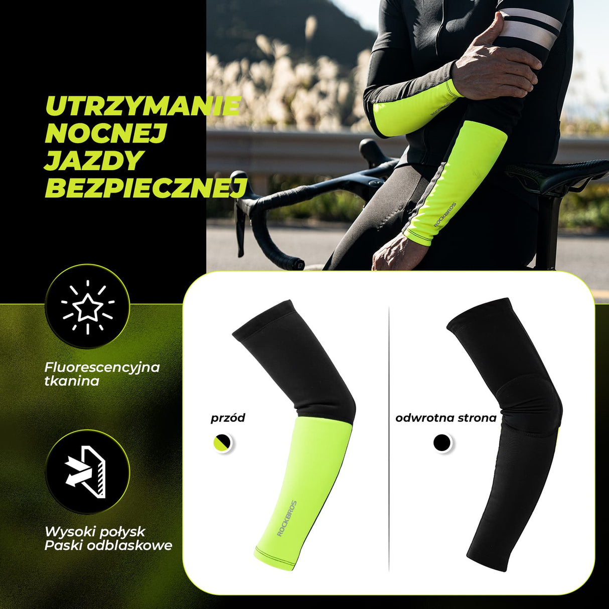 ROCKBROS Rękawki Zimowe Sportowe Pogrubiona Podszewka Elastzcyne