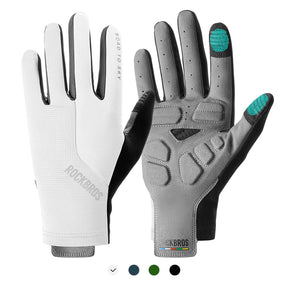 ROCKBROS Rękawiczki Rowerowe Pełne Palce Dotykowe Oddychające Unisex Lato RękawiczkiBiały M