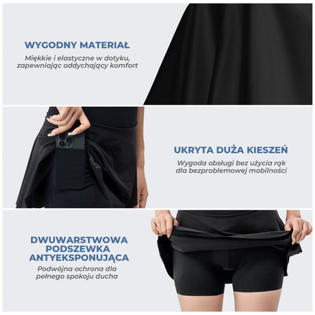 ROCKBROS Damska Spódnica Rowerowa 2w1 Z Wbudowanymi Szortami - YDQK001 Spodenki
