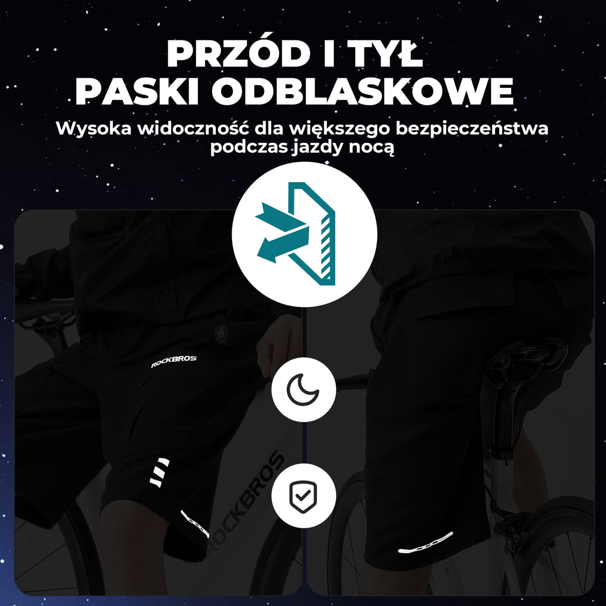 ROCKBROS Męskie Szorty Rowerowe Casualowe z Odpinaną Wkładką 3D-YPK048 Spodenki
