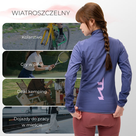 ROCKBROS TVI Damska Kurtka Rowerowa Wiatroszczelna, Oddychająca i Lekka-fioletowy