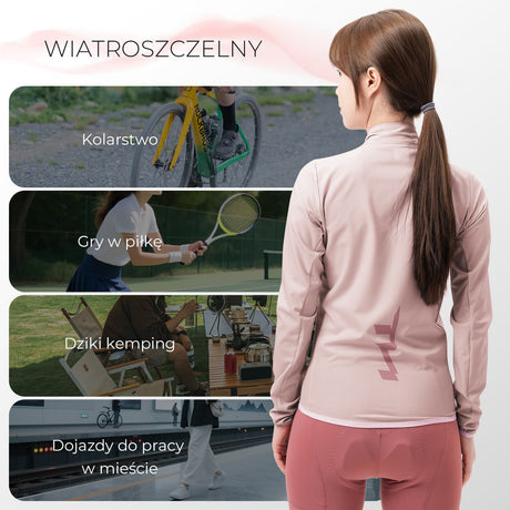 ROCKBROS TVI Damska Kurtka Rowerowa Wiatroszczelna, Oddychająca i Lekka-rozowy