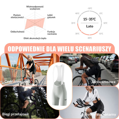 TVI TVI Damskie Spodenki Rowerowe Na Szelkach Z Wkładką - YDDK005 Spodenki
