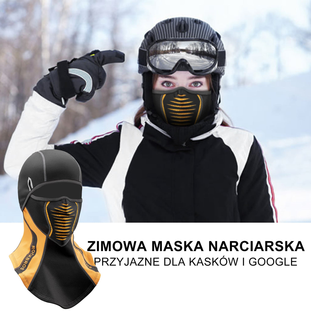 ROCKBROS Kominiarka Zimowa, Ocieplana Wielofunkcjonalna dla Kobiet i Mężczyzn Kominiarki