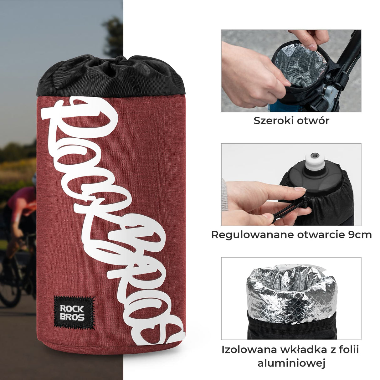 ROCKBROS Torba Na Bidon Rowerowy Łatwy Montaż Duża Pojemność, Uniwersalna 1L-G004 Torba na bidon rowerowy