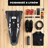 Torba Podsiodłowa Rowerowa Wodoszczelna, Pojemna i Bezpieczna 8 L