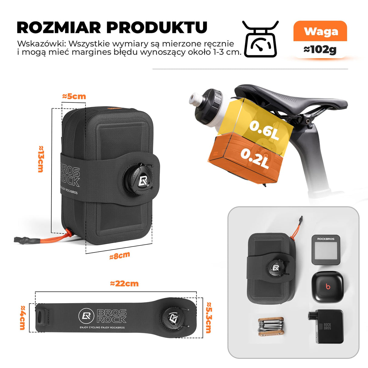 ROCKBROS Wodoodporna Wielofunkcyjna Torba Podsiodłowa Rowerowa-AS-150 Torby podsiodłowe