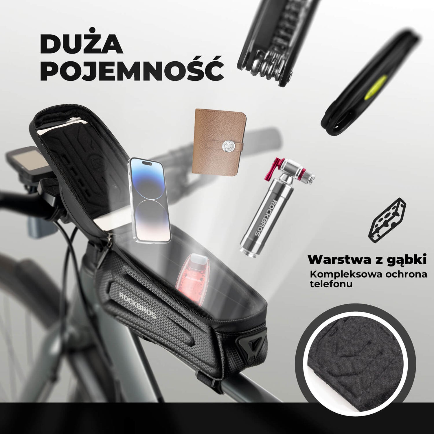 handyhalterung fahrrad mit tasche ROCKBROS Fahrradtasche wasserdichte Rahmentasche Handyhalterung bis 6, – ROCKBROS-PL