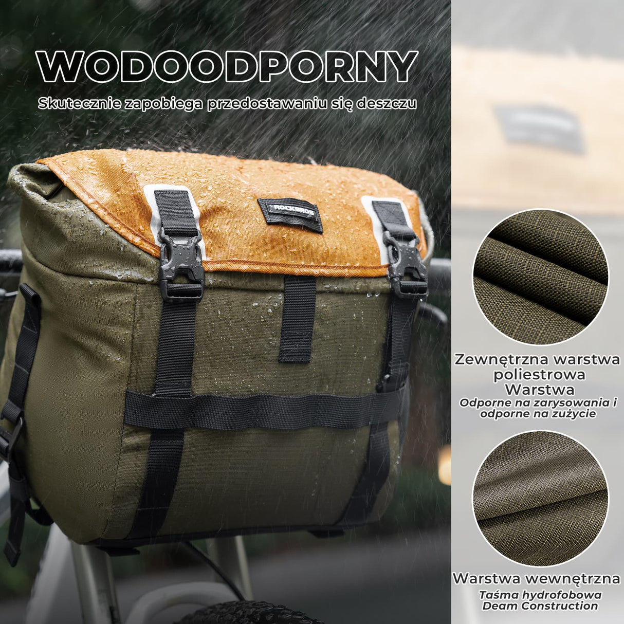 Torba Rowerowa na Kierownicę 13,5–24 L Rozszerzalna, Praktyczna i Odporna na Deszcz-W019