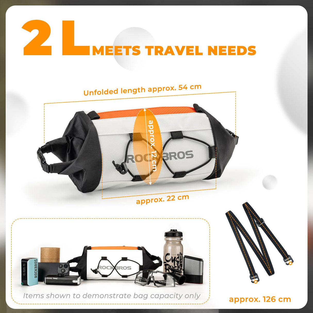 ROCKBROS Torba Rowerowa na Kierownicę z Paskiem na Ramię, do Rowerów MTB, Szosowych i Elektrycznych-W002 Torby na kierownicę