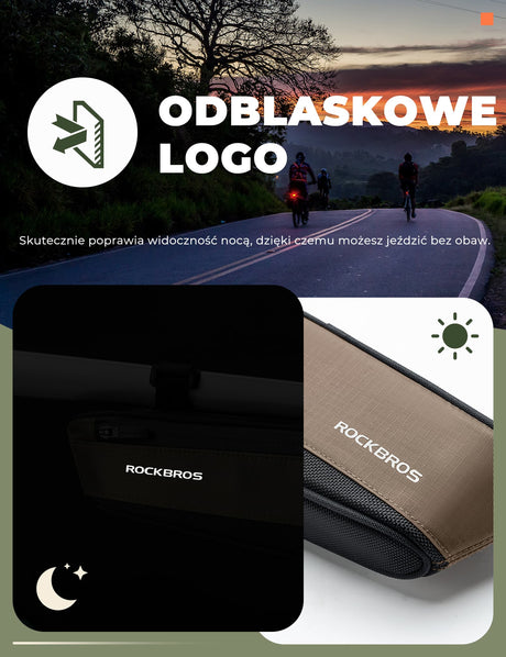 ROCKBROS Torba Rowerowa na Ramę Torby pod ramę Odblaskowa 0.65/1.4L Torby na ramę