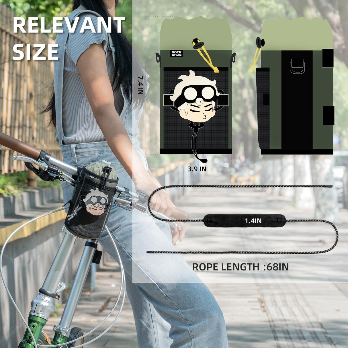 ROCKBROS ROCKBROS Uchwyt Na Bidon Z Nylonu Lekki Torba Na Bidon Z Paskiem Na Ramię Uniwersalny Uchwyt Na Napoje Do Roweru Dla Dzieci, Dorosłych, Rowerów Szosowych, MTB Uchwyty na bidon