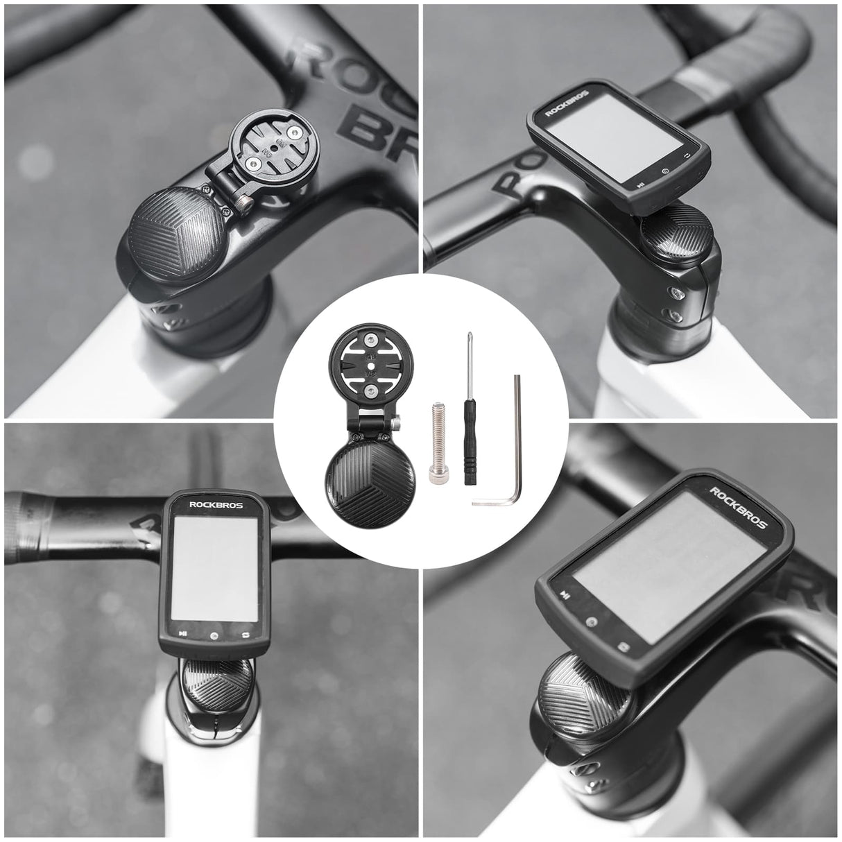 ROCKBROS Uchwyt na Licznik Rowerowy Kompatybilny z Garmin, Wahoo i Bryton-WT-2 Uchwyt na komputer rowerowy