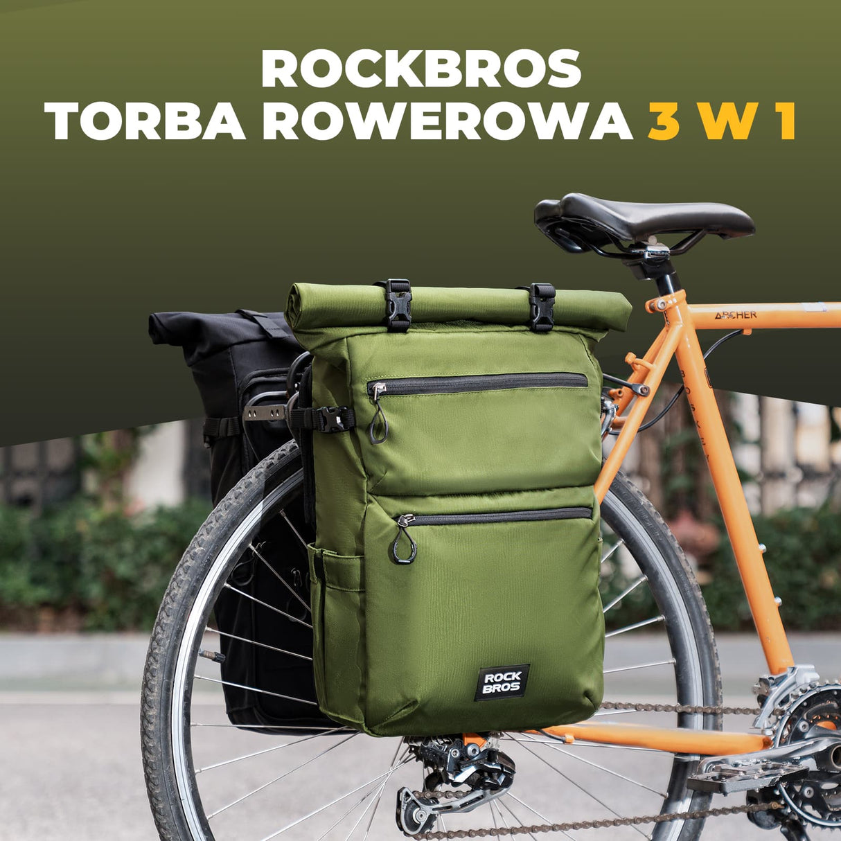 ROCKBROS Wielofunkcyjna Torba Rowerowa 3w1 na Bagażnik 11-16L - A34 Torby na bagażnik
