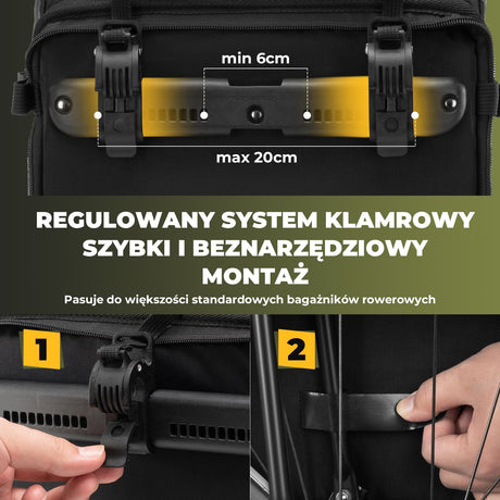 ROCKBROS Wielofunkcyjna Torba Rowerowa 3w1 na Bagażnik 11-16L - A34 Torby na bagażnik