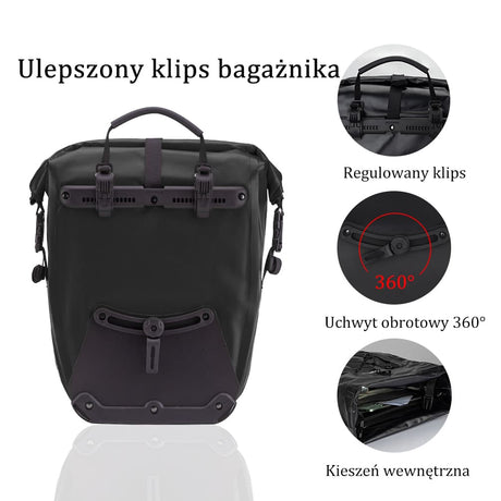 ROCKBROS 100% Wodoodporna Torba Bagażowa Pojemność 25L-32L z Systemem Roll-top-AS-002-2 Torby na bagażnik