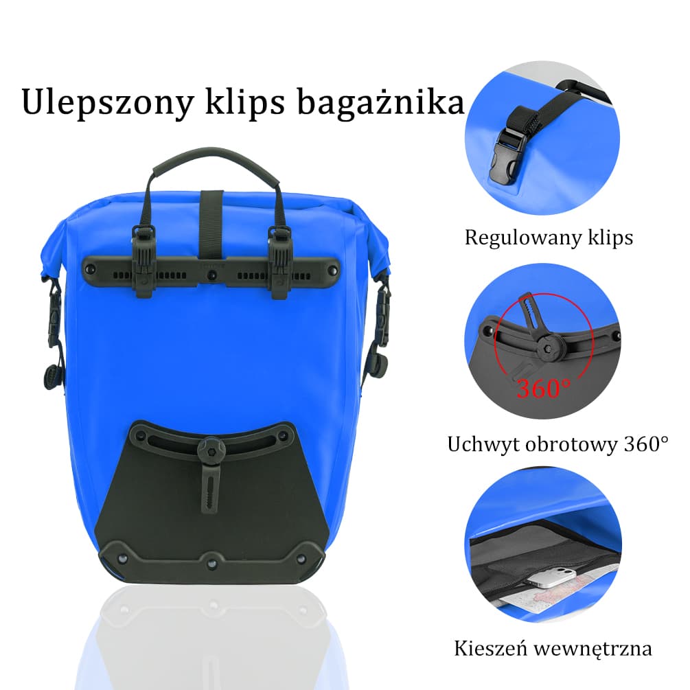 ROCKBROS 100% Wodoodporna Torba Bagażowa Pojemność 25L-32L z Systemem Roll-top-AS-002-2 Torby na bagażnik