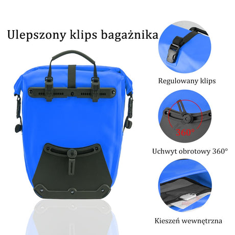 ROCKBROS 100% Wodoodporna Torba Bagażowa Pojemność 25L-32L z Systemem Roll-top-AS-002-2 Torby na bagażnik