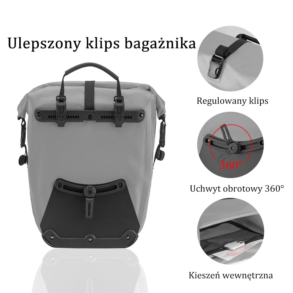 100% Wodoodporna Torba Bagażowa Pojemność 25L-32L z Systemem Roll-top-AS-002-2