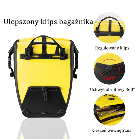 ROCKBROS 100% Wodoodporna Torba Bagażowa Pojemność 25L-32L z Systemem Roll-top-AS-002-2 Torby na bagażnik
