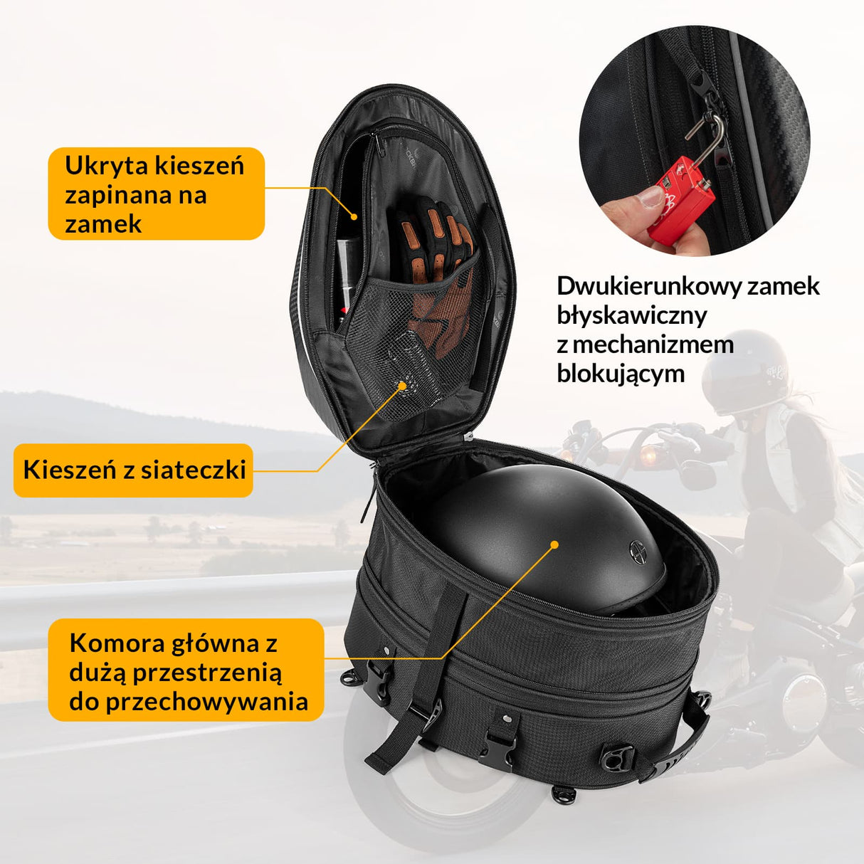 ROCKBROS Torba Motocyklowa Na Bagażnik/Torba Tylna 20–35L Wodoodporna -C48 Torby i sakwy motocyklowe